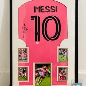 Framed Pink Soccer Jersey with Player Photos